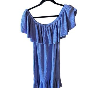 Lularoe XL periwinkle off‎ shoulder Cici dress with mermaid hem. Waffle material